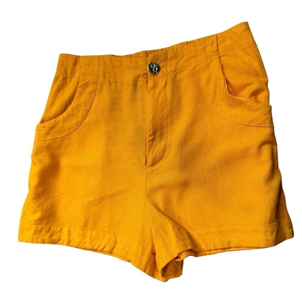 House of Harlow 1960 Orange Linen Blend High Waist Shorts